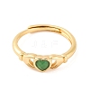 Hand with Heart Natural Mixed Stone Adjustable Rings RJEW-Q817-06G-3