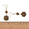 Natural Tiger Eye and Shell Pearl Braided Dangle Earrings EJEW-MZ00789-03-5