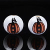 Autumn Theme Printed Natural Wood Beads WOOD-S057-081-2