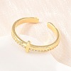 Brass Micro Pave Cubic Zirconia Cuff Open Rings CU-Z002-02G-1
