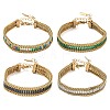 304 Stainless Steel & Glass Wheat Chain Double Layers Bracelets for Women BJEW-F540-08G-3