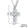 Brass Shiny Clear Cubic Zirconia Cross Pendant Necklaces Fashionable and Versatile NZ6047-2-1