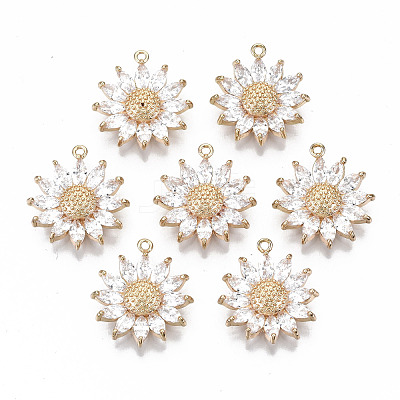 Brass Micro Pave Cubic Zirconia Pendants KK-S359-008-RS-1