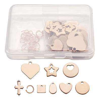 304 Stainless Steel Stamping Blank Tag Charms Sets STAS-TA0004-12RG-1