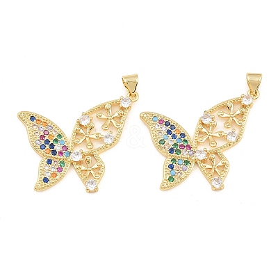 Brass Micro Pave Cubic Zirconia Pendants CU-CBA908F-05G-03-1