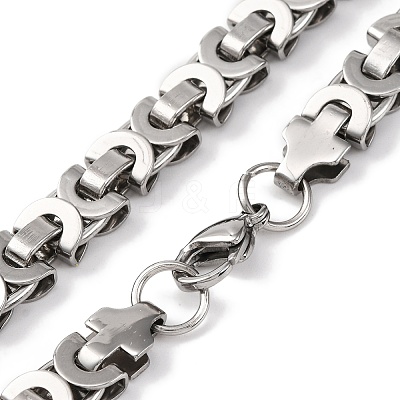 201 Stainless Steel Byzantine Chain Necklace NJEW-F222-30P-1