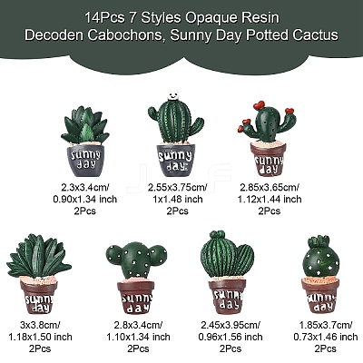 14Pcs 7 Styles Opaque Resin Decoden Cabochons RESI-YW0001-87-1