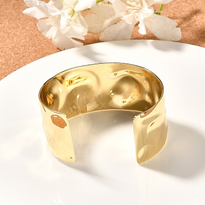 Rack Plating Brass Wide Cuff Bangles BJEW-D057-03G-1