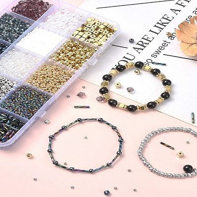 DIY Bohemian Stacked Beads Bracelet Making Findings Kits DIY-YW0011-37-1