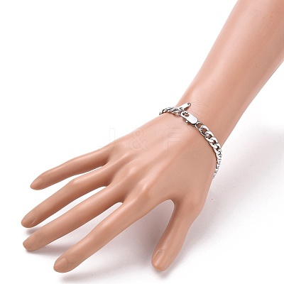 Tarnish Resistant Men's Fashionable 304 Stainless Steel Cuban Link Chain Bracelets BJEW-JB05657-02-1