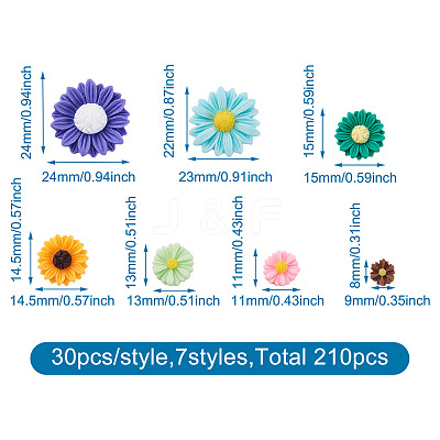210Pcs 7 Style Resin Cabochons CRES-CD0001-02-1