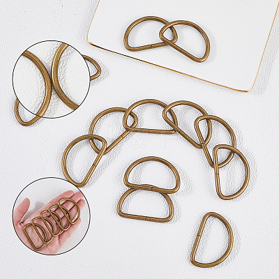 20Pcs Iron D Rings IFIN-SP0001-21B-AB-1