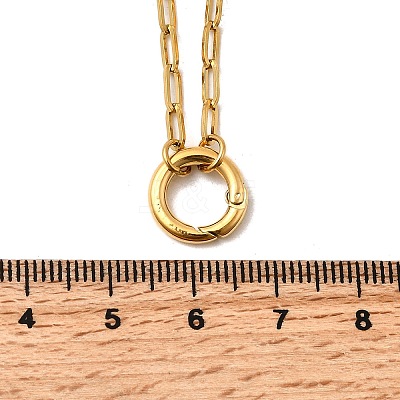 304 Stainless Steel Spring Gate Ring Pendant Paperclip Chain Necklaces for Women NJEW-Z091-13G-1