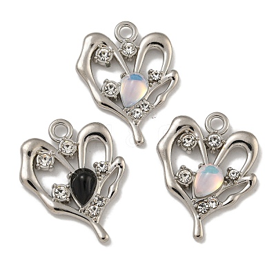 Rack Plating Alloy Rhinestone Pendants PALLOY-F312-24P-1