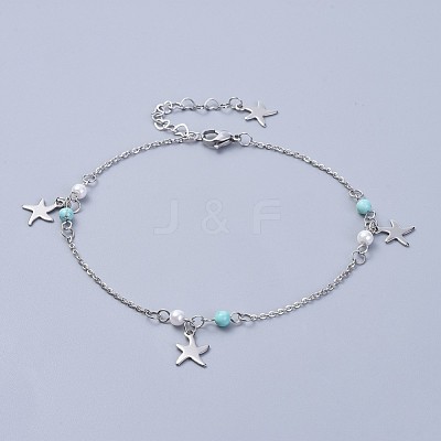304 Stainless Steel Charm Anklets AJEW-AN00265-01-1