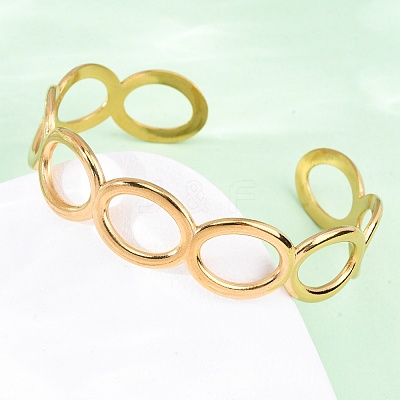 304 Stainless Steel Cuff Bangles for Women BJEW-D306-02G-1