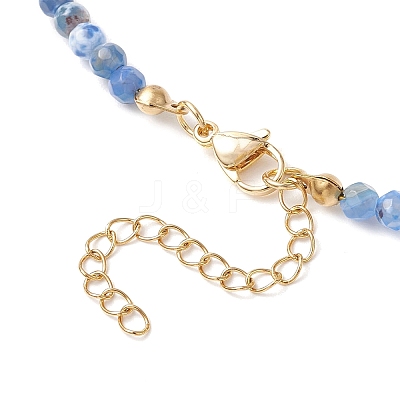 Summer Beach Dyed Natural Fire Crackle Agate Round Beaded Necklaces NJEW-JN05262-02-1