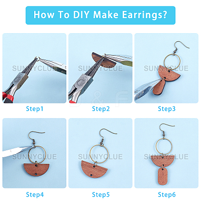 DIY Walnut Wood & CCB Plastic Pendants Dangle Earring Making Kits DIY-SC0012-43AB-1