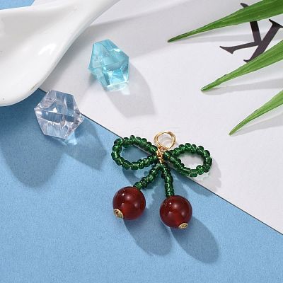 Glass Seed Beads Pendants PALLOY-JF00520-1