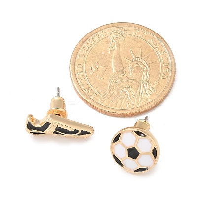 Brass Enamel Stud Earrings LS-EJEW-Z080-01G-1