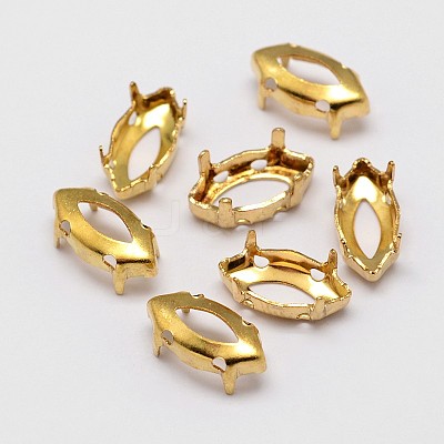 Horse Eye Brass Sew on Prong Settings KK-N0084-A03-5x10G-1