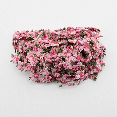 Flower Polyester Trim Ribbon X-OCOR-WH0057-18D-1
