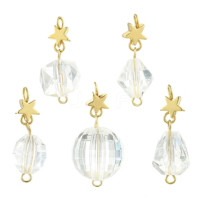 5Pcs Glass & Acrylic & Brass Pendants PALLOY-JF03069-1
