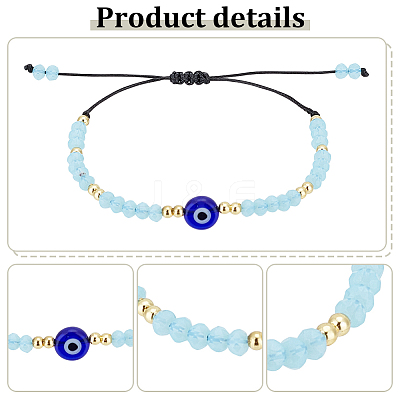 4Pcs 4 Colors Glass & Plastic Evil Eye Braided Bead Bracelets Set BJEW-AN0001-27-1