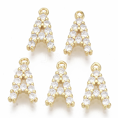 Brass Micro Pave Cubic Zirconia Charms KK-T060-05-A-G-NF-1