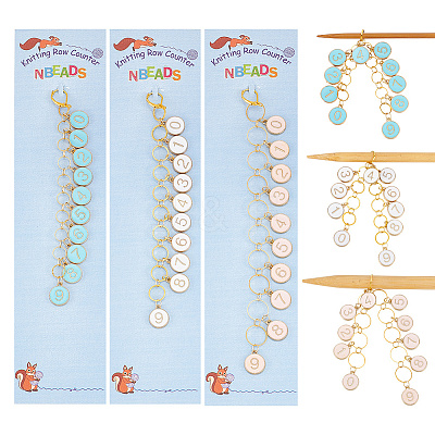 Alloy Enamel Pendant Knitting Row Counter Chains HJEW-AB00377-1