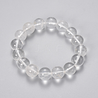 Natural Quartz Crystal Beaded Stretch Bracelets BJEW-Q692-46-10mm-1