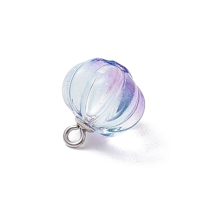 Transparent Spray Paint Glass Pendants PALLOY-JF03496-02-1