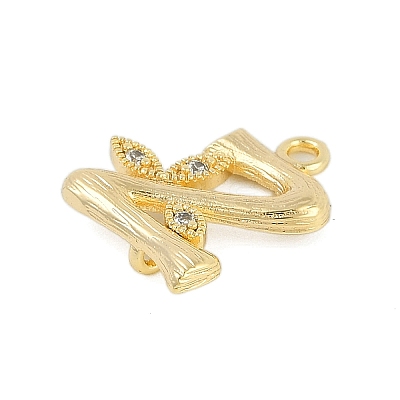 Brass Crystal Rhinestone Letter Links Connector Charms KK-S395-06G-Z-1