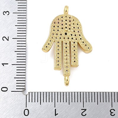 Rack Plating Brass Micro Pave Clear Cubic Zirconia Palm Connector Charms KK-A234-049G-1