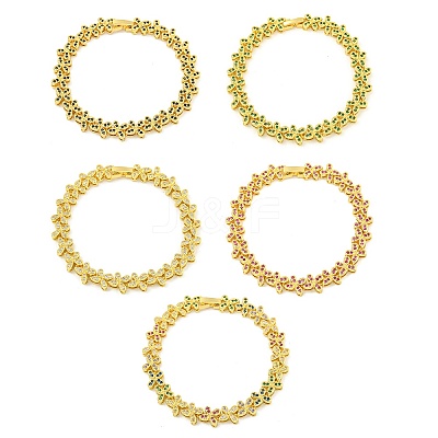 Rack Plating Brass Pave Cubic Zirconia Butterfly Link Bracelets for Women BJEW-B110-05G-1