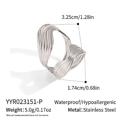 Irregular 304 Stainless Steel Cuff Open Rings for Women EA3390-2-1