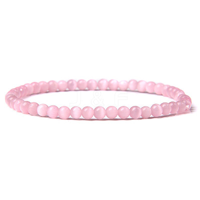 4mm Round Cat Eye Beads Bracelet for Men LS-KG3069-7-1