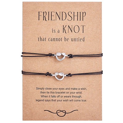 2Pc 2 Style 430 Stainless Steel Knot Heart Link Bracelets Set JB718A-1