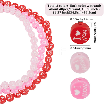 6 Strands 3 Colors Handmade Polymer Clay Bead Strands CLAY-PA0001-43-1