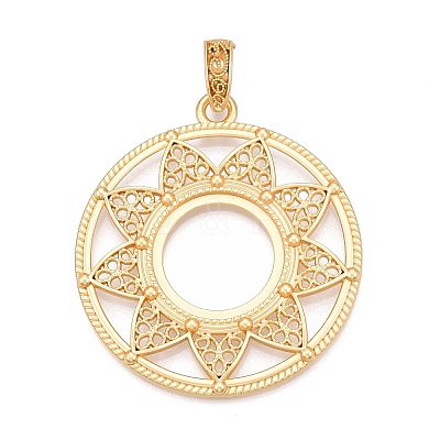 Plating Alloy Pendant Cabochon Settings PALLOY-T090-16G-1