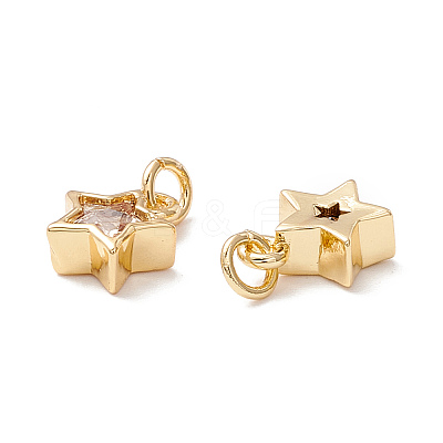 Brass Cubic Zirconia Charms FIND-Z005-02B-1
