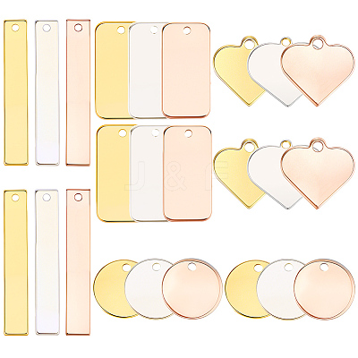 48Pcs 12 Styles Brass & Stainless Steel Pendants FIND-SC0021-35-1