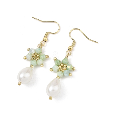 Anti-Tarnish Electroplate Bicone Glass Pearl Teardrop Beads Dangle Earrings EJEW-MZ00765-02-1