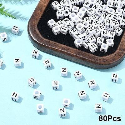 Acrylic Horizontal Hole Letter Beads OACR-YW0002-08N-1