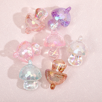 12pcs 6 colors Bubble Style Transparent Acrylic Pendants TACR-CA0001-24-1