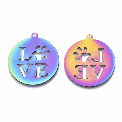 Ion Plating(IP) 201 Stainless Steel Pet Pendants STAS-R114-005-1