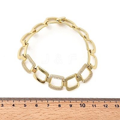 Brass Micro Pave Clear Cubic Zirconia Link Chain Bracelets for Women BJEW-H630-03G-1