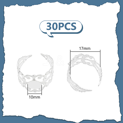 30Pcs Brass Filigree Open Cuff Ring Shanks KK-UN0001-90-1