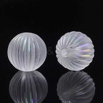 Transparent Corrugated Melon Acrylic Beads X-TACR-R142-01-1