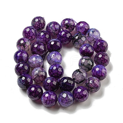 Faceted Natural Dragon Veins Agate Beads Strands G-F447-12mm-P09-1